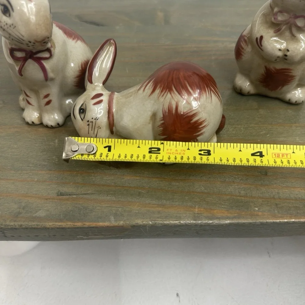 Lot Of 3 Staffordshire Style Bunny Rabbit Small Porcelain Figurine 3-4